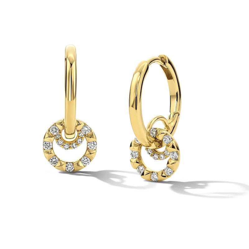 Lab-Grown Diamond Dangle Huggie Hoop Earrings in 10K Gold