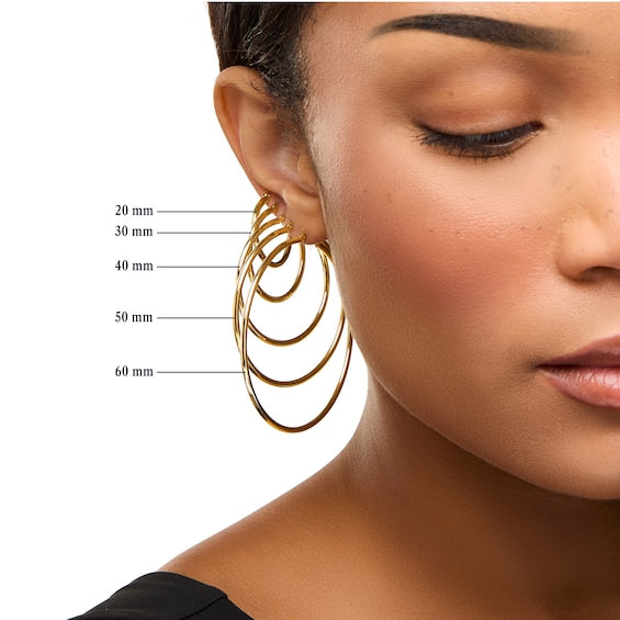 20.0mm Diamond-Cut Tube Hoop Earrings in 14K Gold