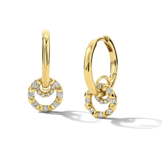 Lab-Grown Diamond Dangle Huggie Hoop Earrings in 10K Gold