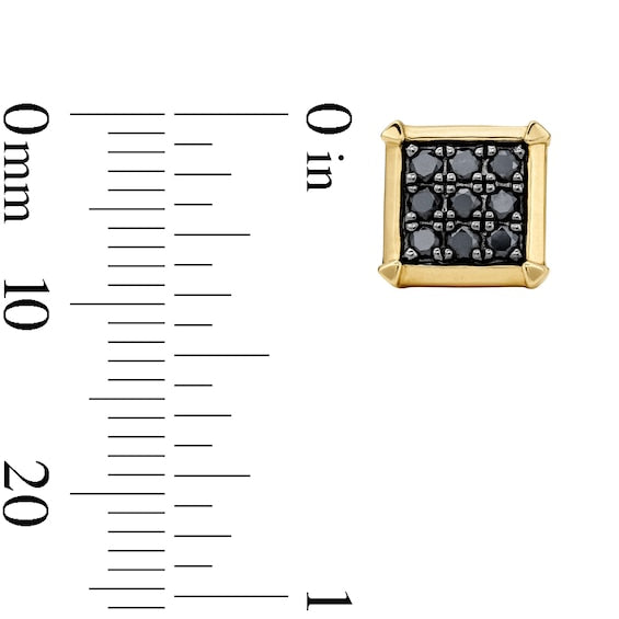 Black Multi-Diamond Square Stud Earrings in 10K Gold